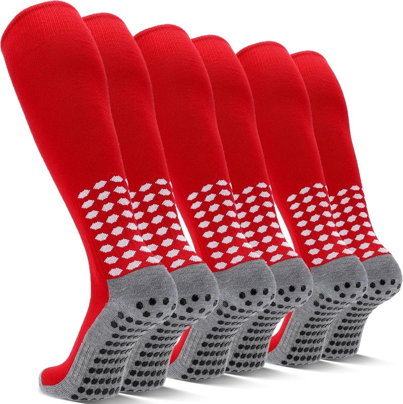 Regilt 3 Pairs Grip Soccer Socks Men Cushioned Non Slip Football Basketball Sports Socks Knee High Long Socks - Image 1
